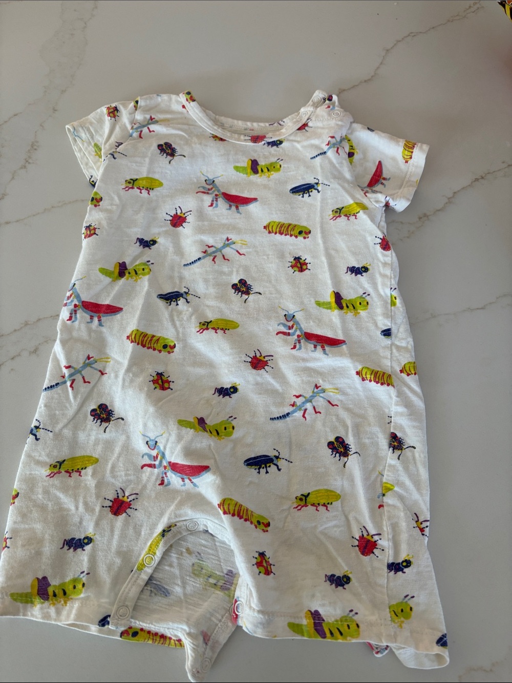 Kids White Bug Print One-Piece Romper